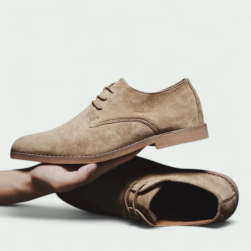 Herren Beige Wildleder Schnürschuhe – Leger und Bequem