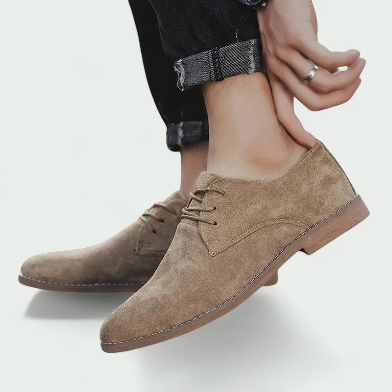 Herren Beige Wildleder Schnürschuhe – Leger und Bequem