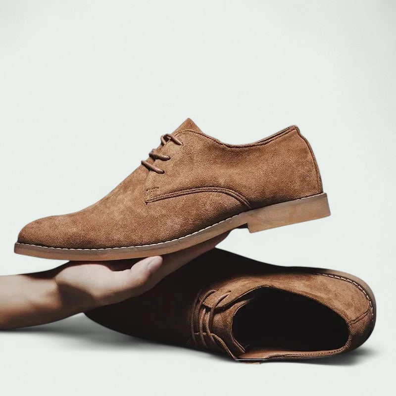 Herren Beige Wildleder Schnürschuhe – Leger und Bequem