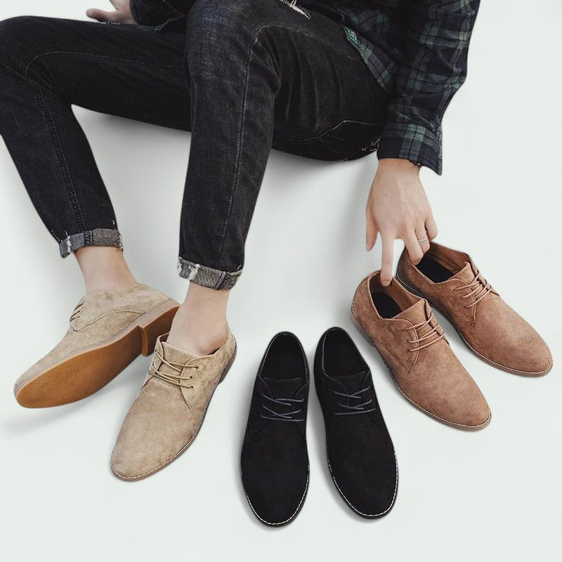 Herren Beige Wildleder Schnürschuhe – Leger und Bequem